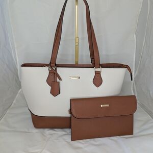 Elegant White and Tan Tote Set